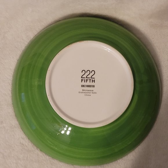 222 Fifth Rooster Serving Bowl approx 9" X 2'" - Picture 6 of 9